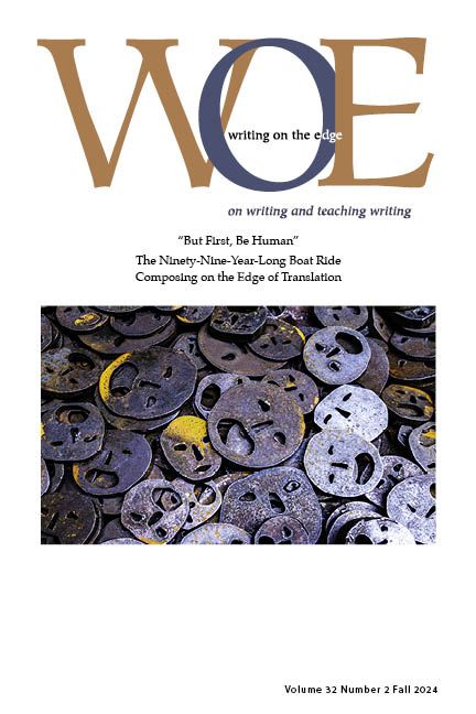 Journal cover with large stylized letters and photograph of blue-gold clock faces